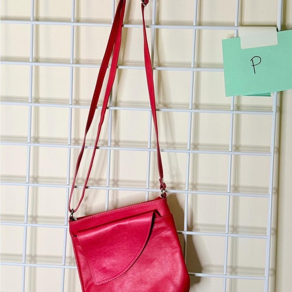 Source Unknown Bright Pink Leather Crossbody Bag … - image 1